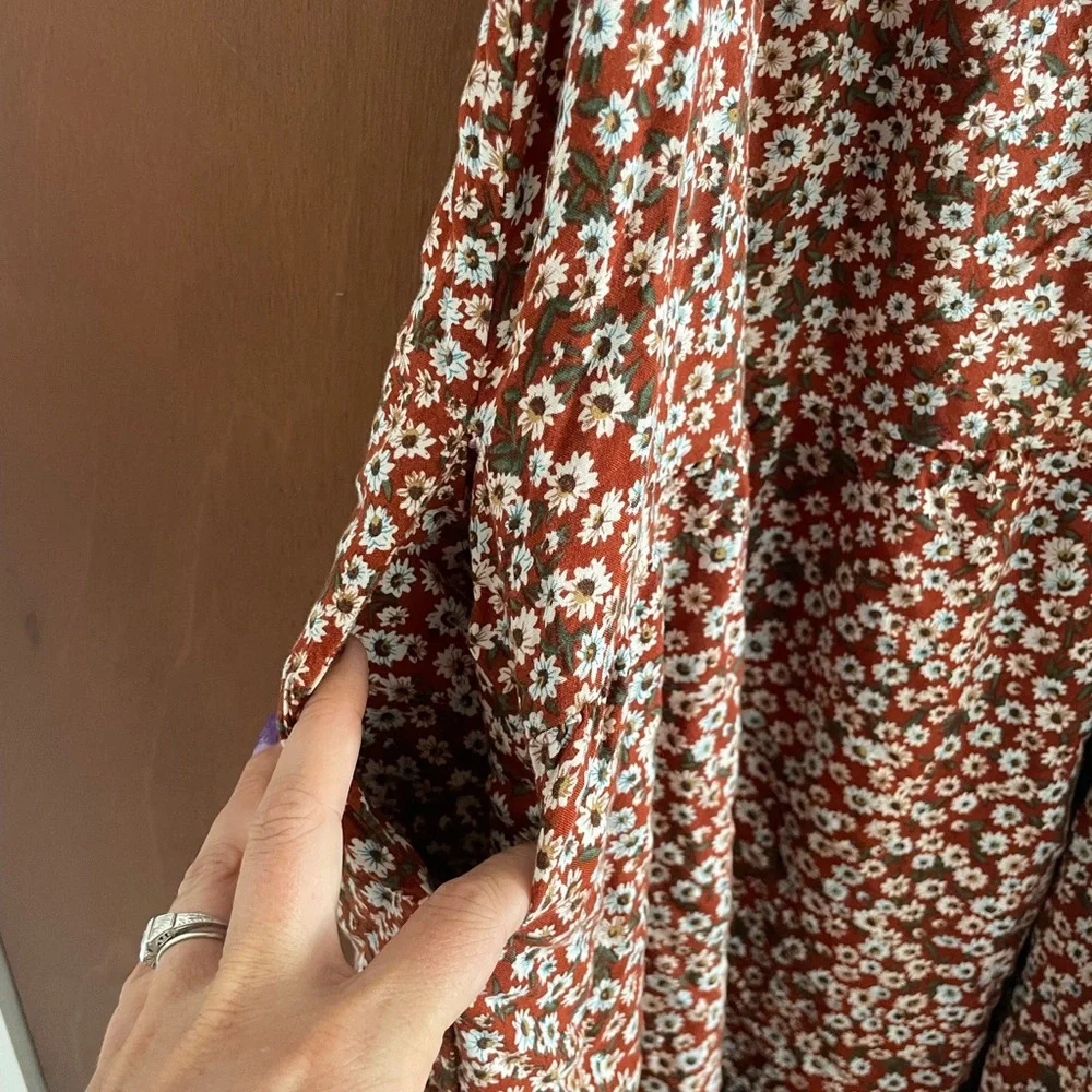 Natural Life Rust Floral Dress - Picture 3 of 4